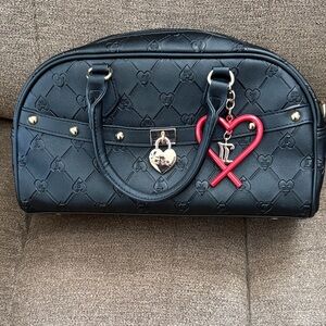 Juicy Couture Black Satchel with Red Heart Charm